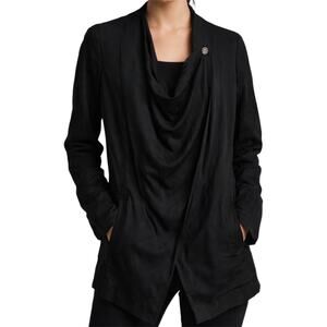 Blank NYC Black Linen/Tencel Drape Jacket Wrap S